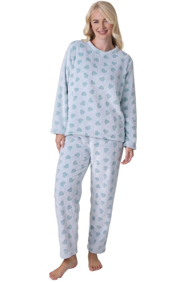 Camille Supersoft Aqua Spot Full Length Pyjama Set