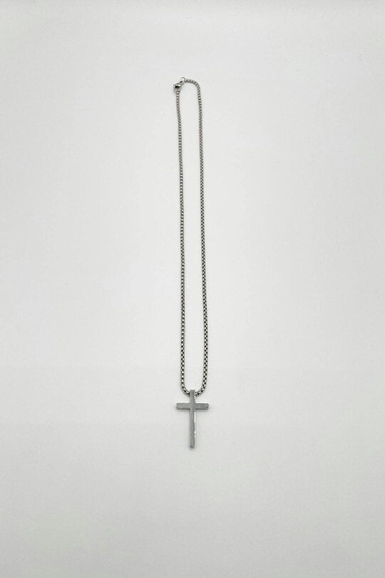 SVNX Cross Pendant Necklace in Silver