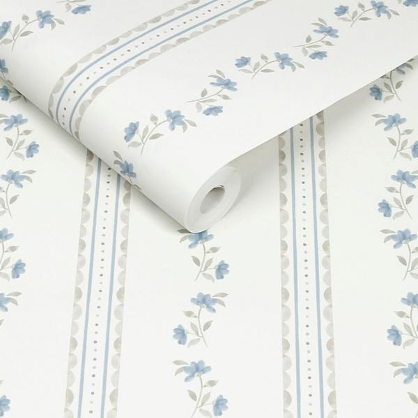 Cath Kidston Treasure Floral Powder Blue Wallpaper