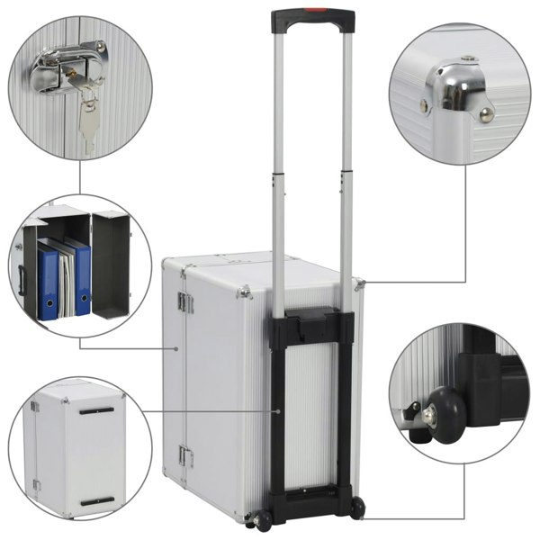 Berkfield Pilot Trolley 47x39x27 cm Silver Aluminium