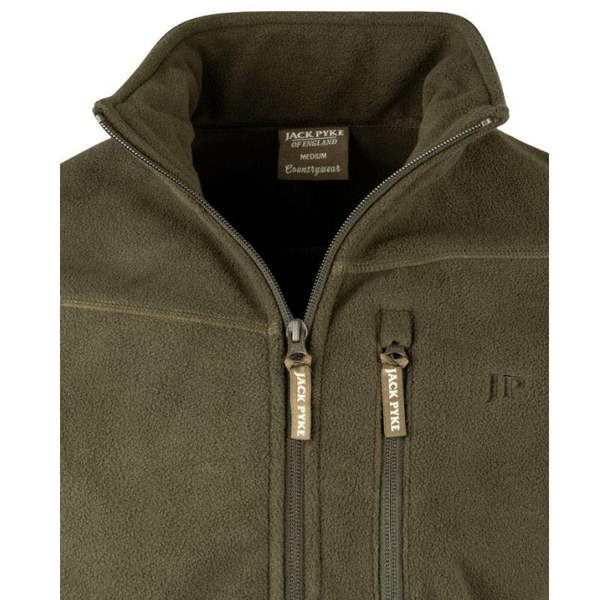 Jack Pyke waterproof fleece jacket zip detail durable fleece for country sports