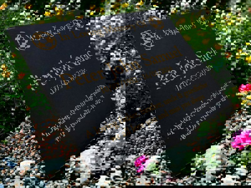 Memorials Direct Granite Memorial Plaque, Football, Stand Included