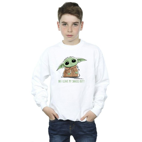 Star Wars Boys The Mandalorian Grogu Snacks Meme Sweatshirt - White