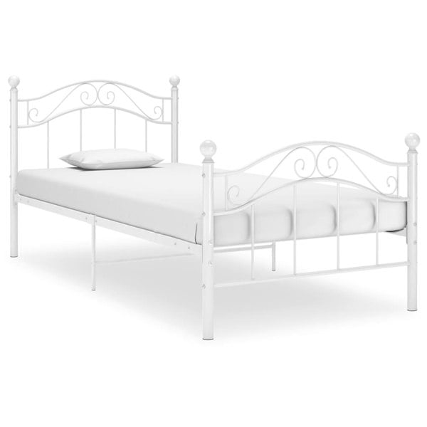 Berkfield Bed Frame White Metal 90x200 cm