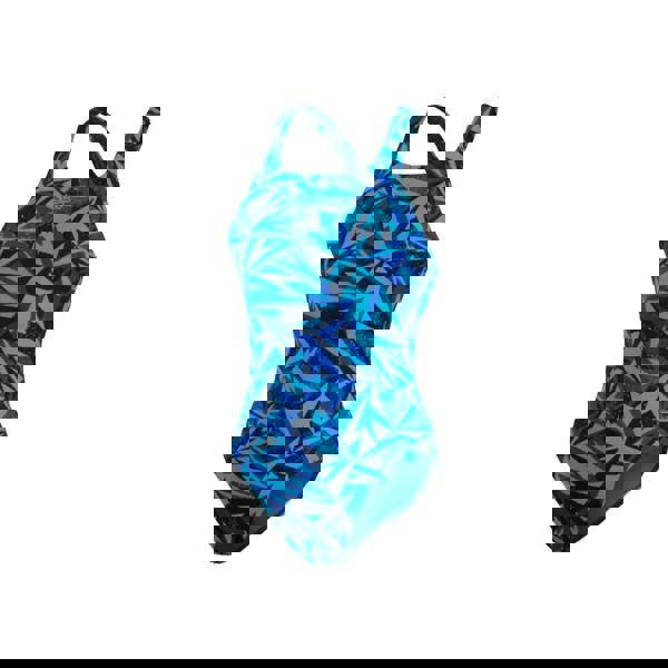 Speedo Hyperboom Allover Medalist swimsuit in blue geometric one-shoulder style