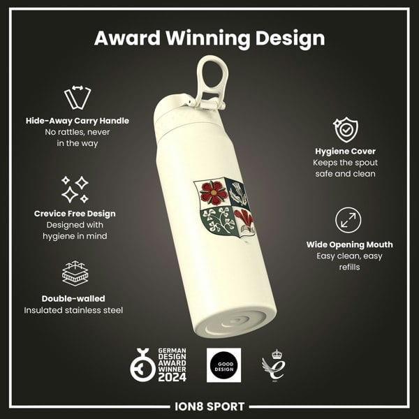 ION8 Lions X ION8 Insulated Steel Water Bottle, British & Irish Lions, Crest, 750ml (24oz)