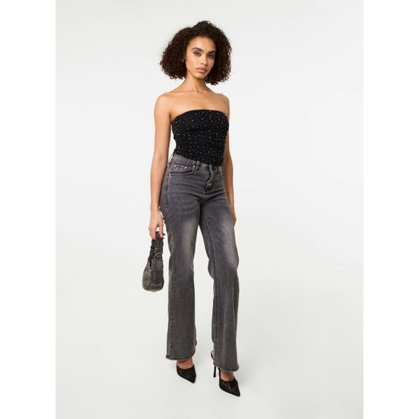 Pink Vanilla Diamante Bandeau Top - Black