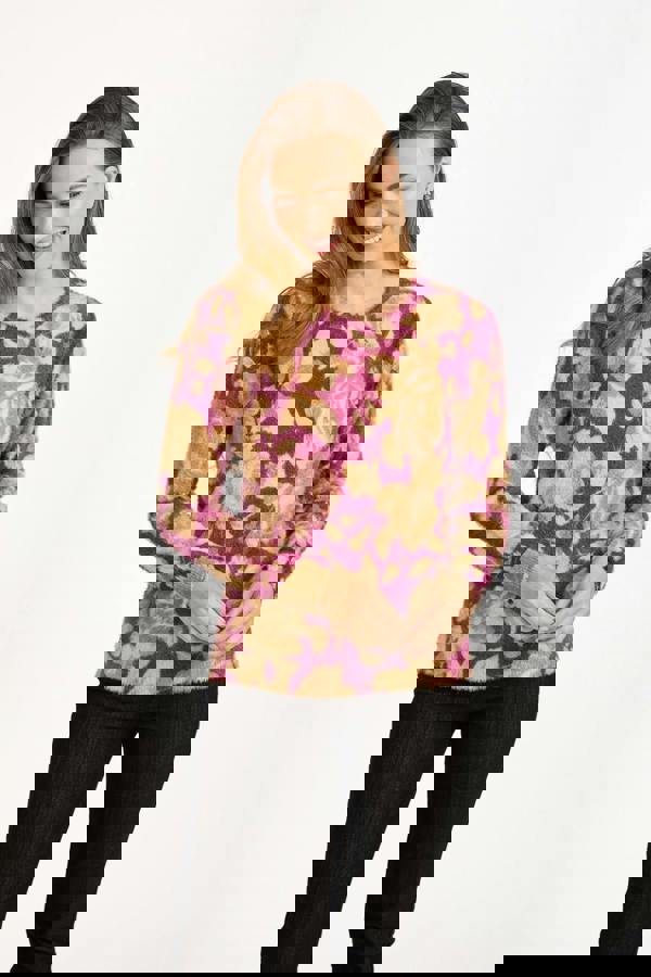 Rose Print Fluffy Yarn Jumper