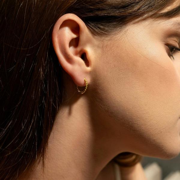 Spero London Fine 14ct Solid Gold Beaded Hoop Earrings