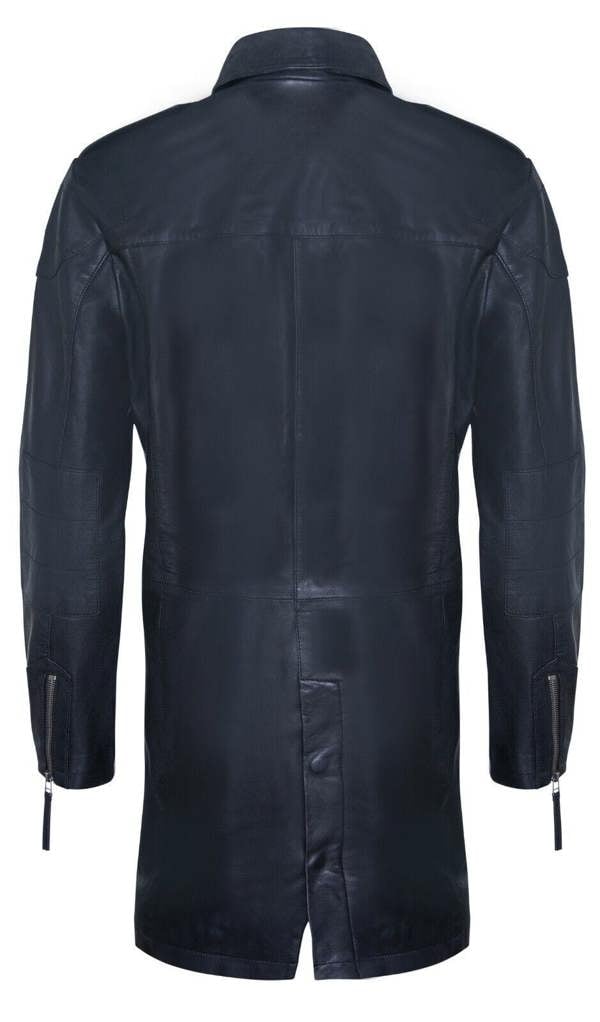 Infinity Leather Mens Soft Long Military Trench Distressed Leather Coat