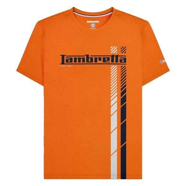 Lambretta Mens SS25 Racing Stripe T-Shirt - Orange