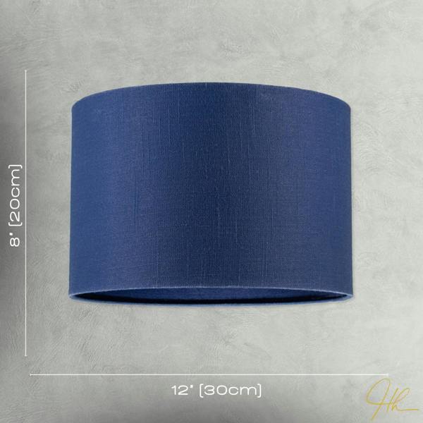 Designer Navy Peony Blue Textured Linen Fabric Circular Lamp Shade Image 7