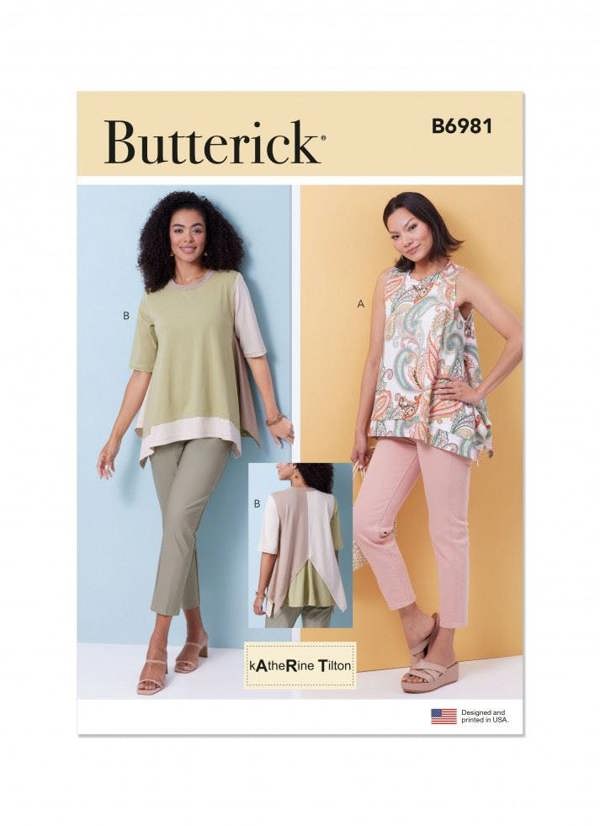 Butterick Sewing Pattern 6981, Tops for Women, A (XS-S-M-L-XL-XXL) - Easy