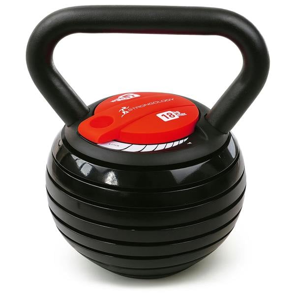 Homeology HERCULES18 7-in-1 Adjustable Smart Kettlebell up to 18kg Black with Red Dial Home Fitness Gym Equipment