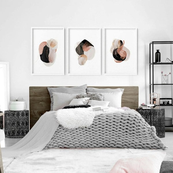 Modern abstract art prints | set of 3 Bedroom wall art