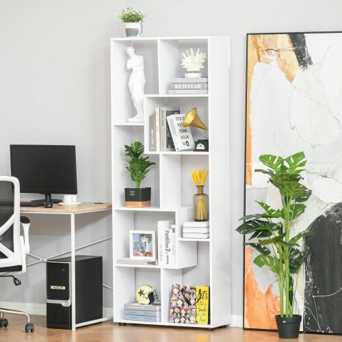 Wyld Haus Lolesa Wood White Tall 8 Cube Bookcase Room Divider With Freestanding Shelving 70 x 24 x 178 cm