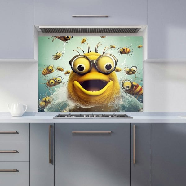 Warren Reed - Designer Happy Worm And Bees Splashart Kitchen Splashback