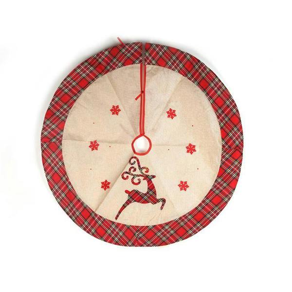 Christmas Tree Skirt Set of 4 Hanging Decorations with Snowflake Printed Burlap Style image 3
