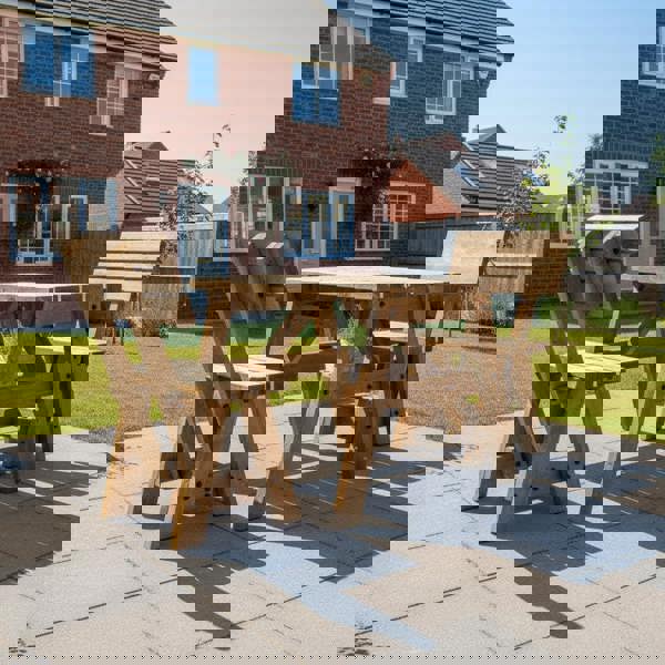 Arbor Garden Solutions Victoria Space Saving Picnic Table and Benches Set With Backrest - Rustic Finish