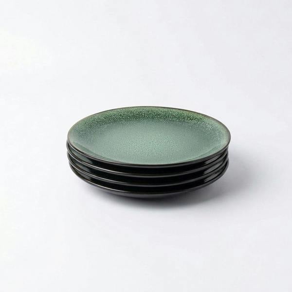 Green reactive glaze side plates
