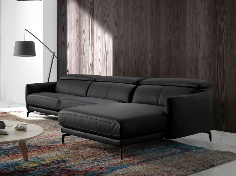 Angel Cerdá Corner sofa in black leather 6040/6041