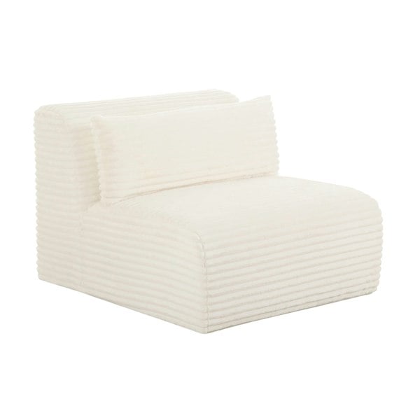 Furniture Edit Tarra Fluffy Oversized Cream Corduroy Modular Armless Chair