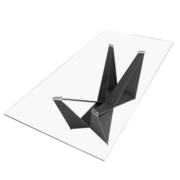 Angel Cerdá Rectangular tempered glass and black steel dining table 1128