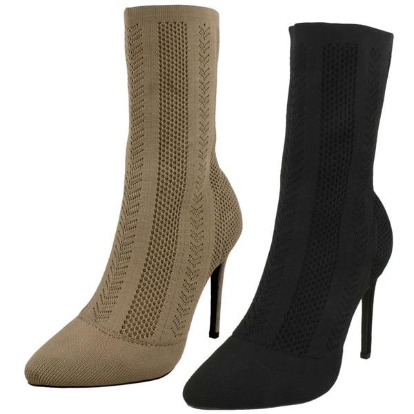 Anne Michelle Ladies Anne Michelle High Heel Knitted Calf Boots