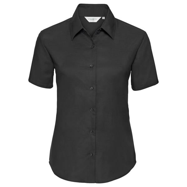 Russell Collection Womens/Ladies Oxford Short-Sleeved Shirt - Black