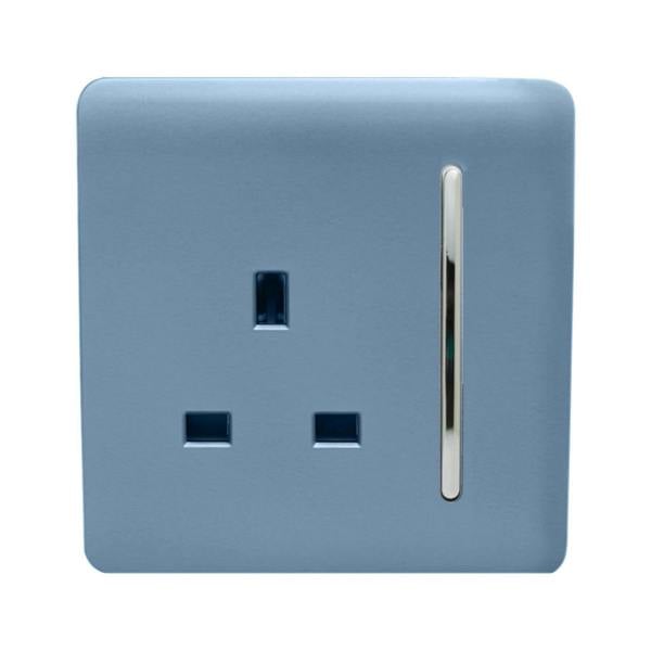 Trendi Switch 1 Gang 13 Amp Switched Plug Socket in Sky Blue