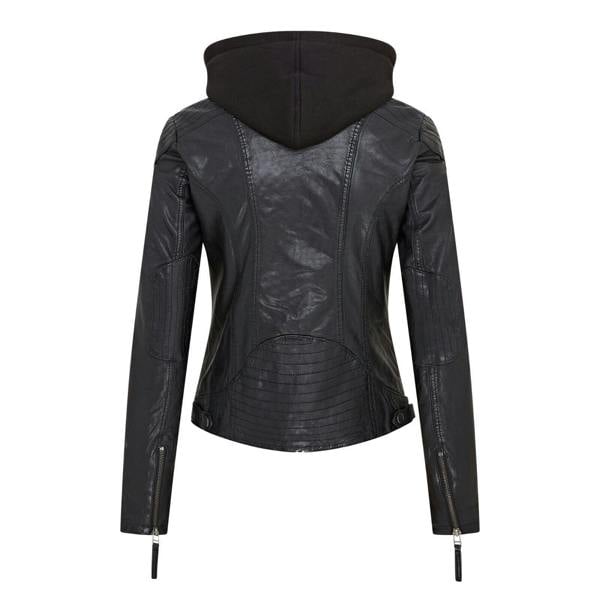 Infinity Leather Womens Hooded Classic Biker Jacket - Brazzaville