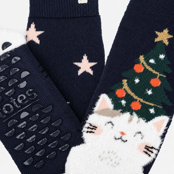 Totes SINGLE ORIGINAL SLIPPER SOCKS Cat Slipper Socks   in  Blue