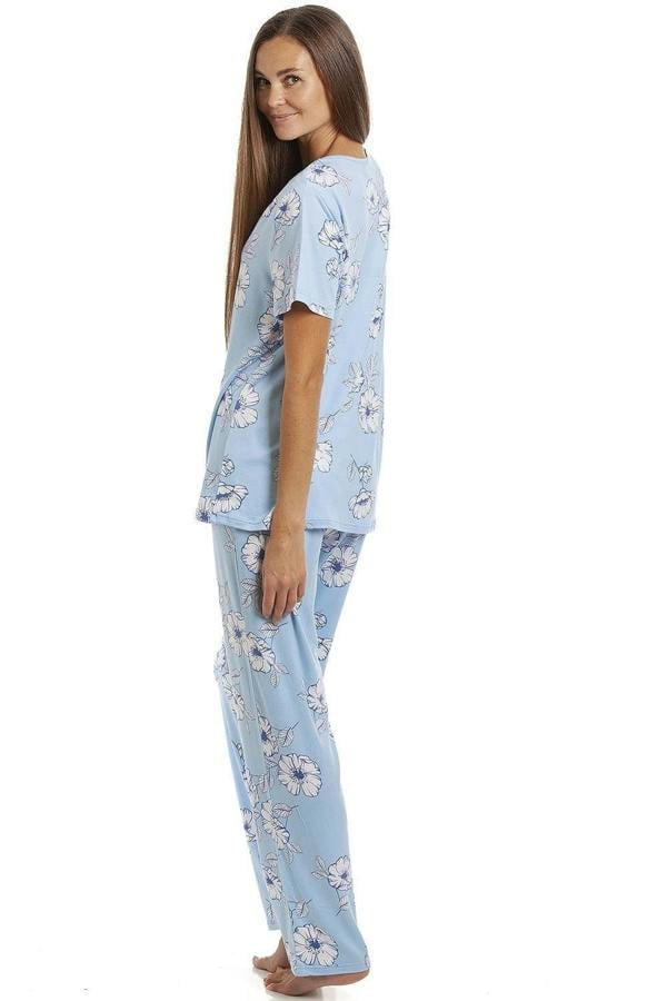 Womens Full Length Floral Print Spandex Pyjama Set