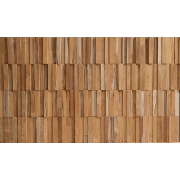 Wallsupply UltraWood Vertical Solid Teak Wood Hardwood Panels, Wall Cladding 3D Interlocking Tiles, 18pcs 1.17m²