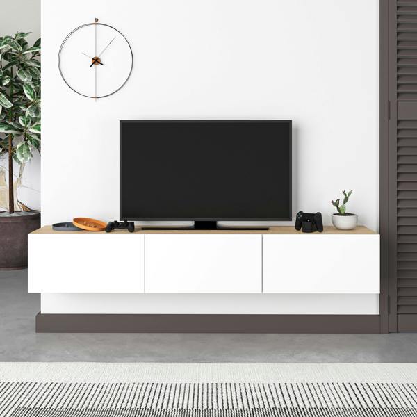 Decortie Francy Modern Wall Mounted TV Unit 55" Multimedia Centre 180cm