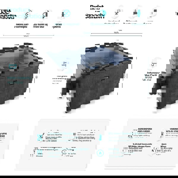 Wave Adriatic | 6 Person Square Aluminium Frame Hot Tub | Black Wood | UKCE