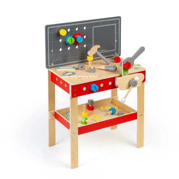 Bigjigs Toys Workers' Workbench | 34pcs Wooden Construction Tool Bench