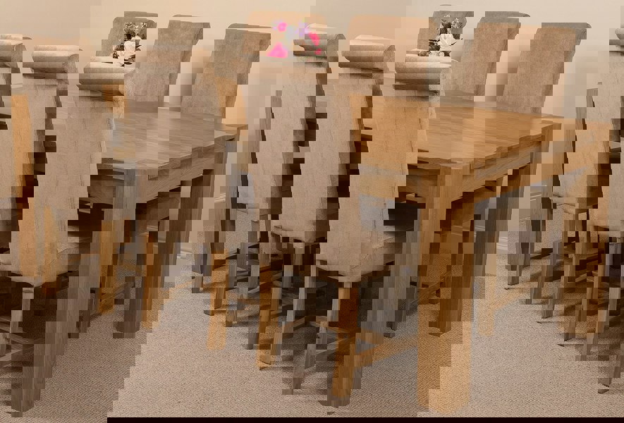 That's Furniture Kuba Extra Large Oak Dining Table with Washington Fabric Chairs