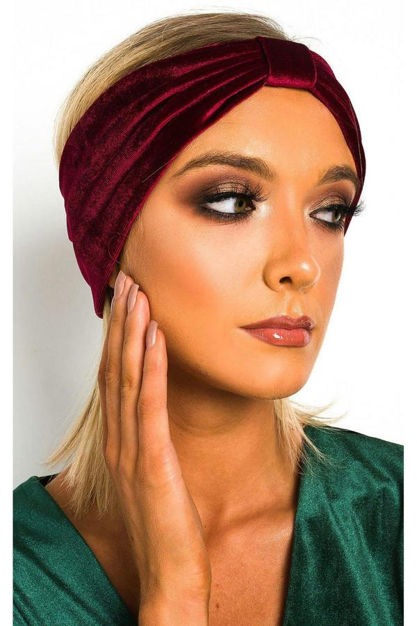Kyra Velvet Bow Headband - WINE