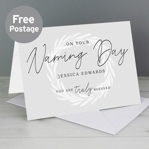 Personalised Memento Company Personalised Truly Blessed Naming Day Card