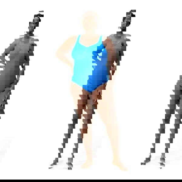 Bright blue Speedo plus size shaping Aquanite one-piece swimsuit with ruched detailing and adjustable straps