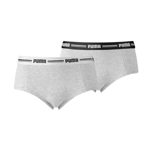 Puma 2-Pack Striped Logo Mid-Rise Mini Shorts, Grey Melange