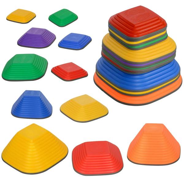 Kids balance stepping stones set, multi-color non-slip stackable river rocks