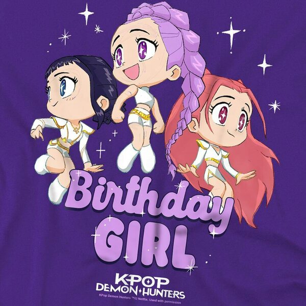 K-Pop Demon Hunters Childrens/Kids Birthday Girl Huntr/X Group T-Shirt - Purple