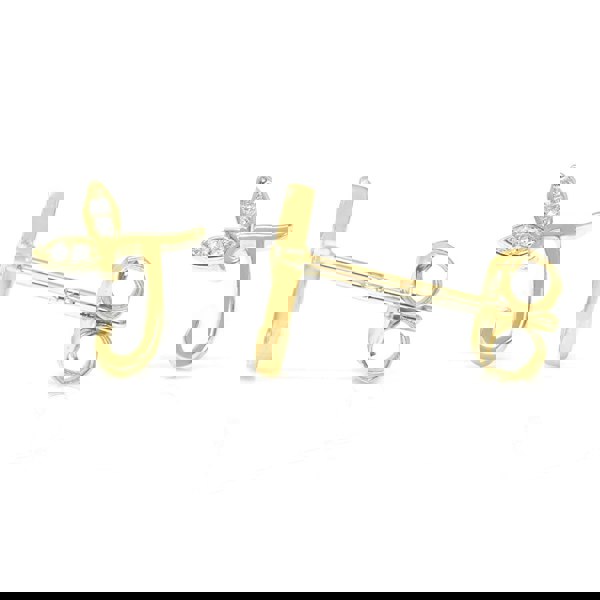 Say It With Winged Initial Earrings - Yellow Gold Plated