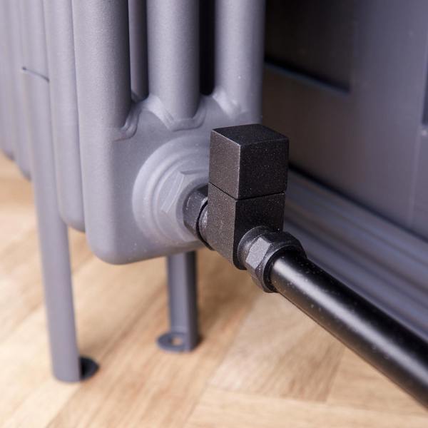 Flode Straight Square Manual Radiator Valve Pack | 15mm x 1/2″ | Anthracite