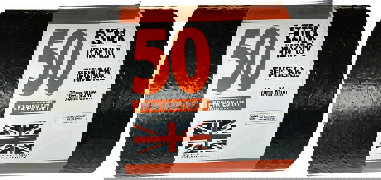 ECONX Heavy-Duty Black Refuse Sacks Bin Liners 70L Bin Bags Recycling Rubbish Bags x 100