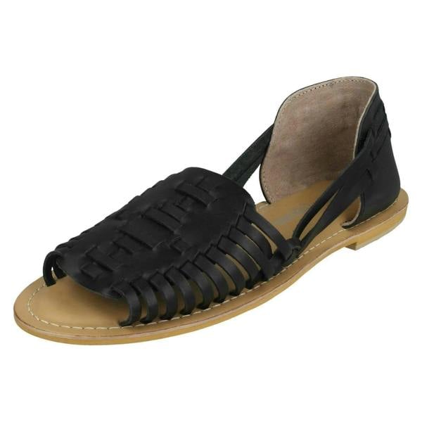 Leather Collection Ladies Leather Collection Flat Weave Sandals F00145