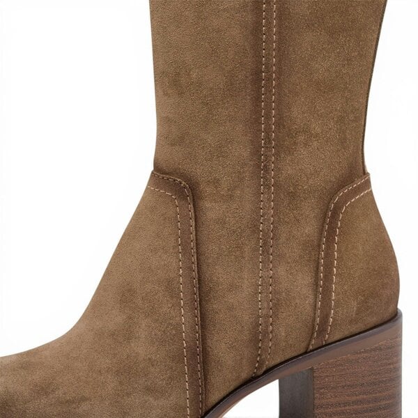 Tamaris Women’s Brown Suede Leather Riding Knee-High Heel Long Boots - 25576-47