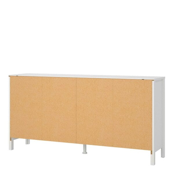 Wyld Haus Wildberry Matt White Wooden Double Dresser 8 Drawers Leather Handles